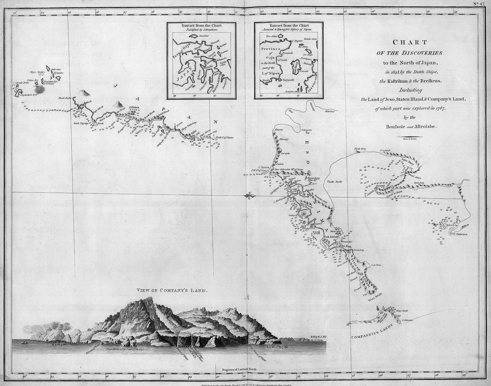 Chart of the Discoveries to the North of Japan, in 1643